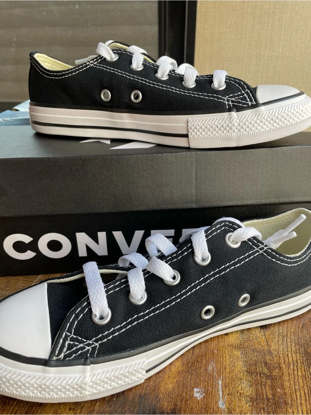 Converse Kids Black & White Low Top Canvas Sneakers